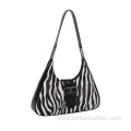 Stylish Leather Zebra Print Hobo Shoulder Bag